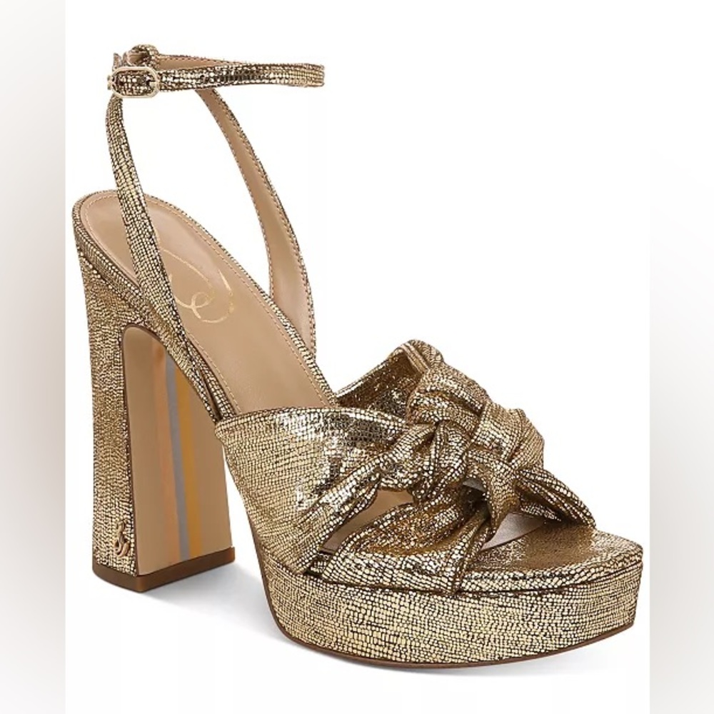 Sam Edelman Kristen Metallic Leather Ankle Strap Platform Sandals NIB